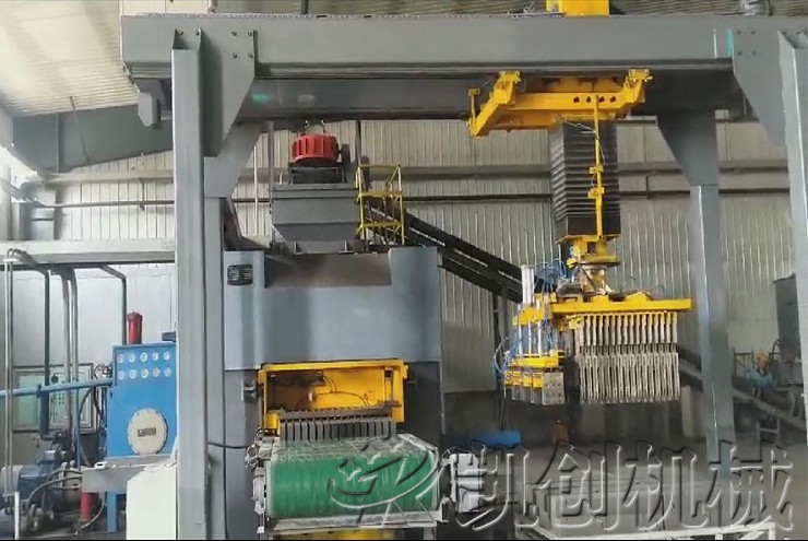 山西大同全自动液压砖机生产现场